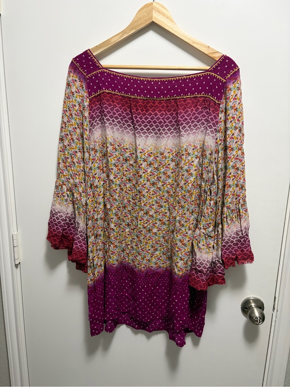 Ivy Jane Magenta Boho Tunic Embroidered Bell Sleeves Women’s Size XL - Picture 6 of 6